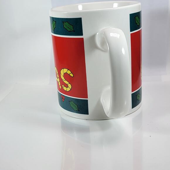 Vintage Merry Christmas Mug WCL Retro Holly Holiday Coffee Cup - Picture 7 of 10